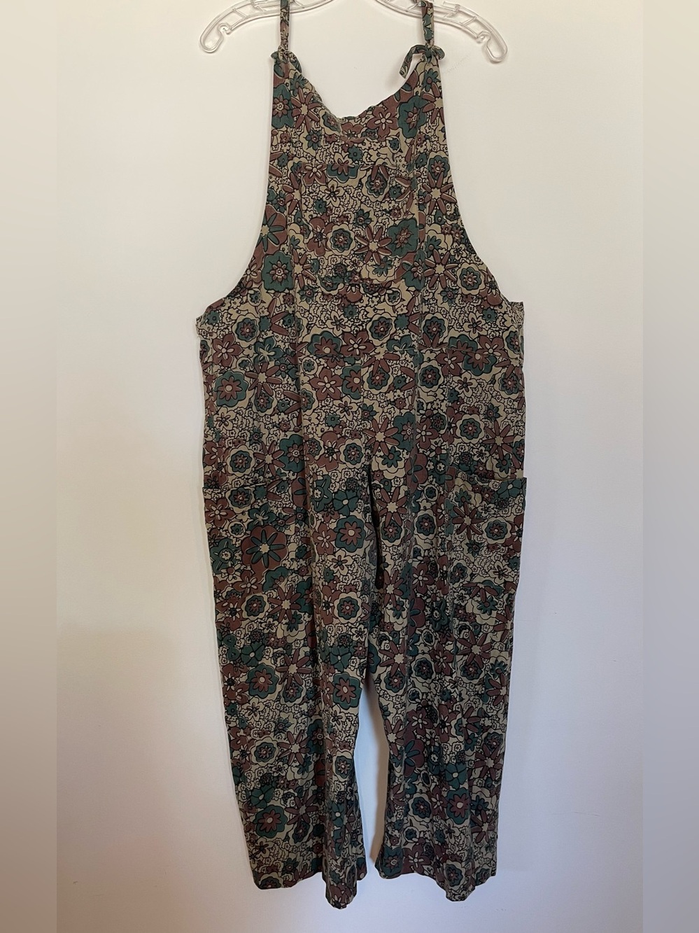 Lakhays Baggy Flower Power Green Overalls Pockets Fairy Goblin Core 100% Cotton
